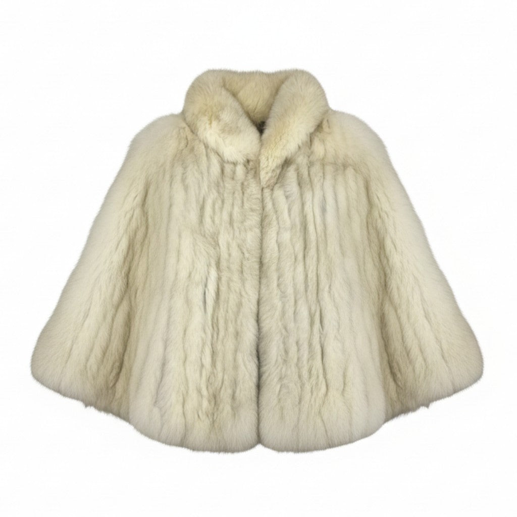 49k19 SAGA FOX サガフォックス 銀サガ ブルーフォックス ファーコート 13 ホワイト 本毛皮 FOX FUR リアルファーt18r