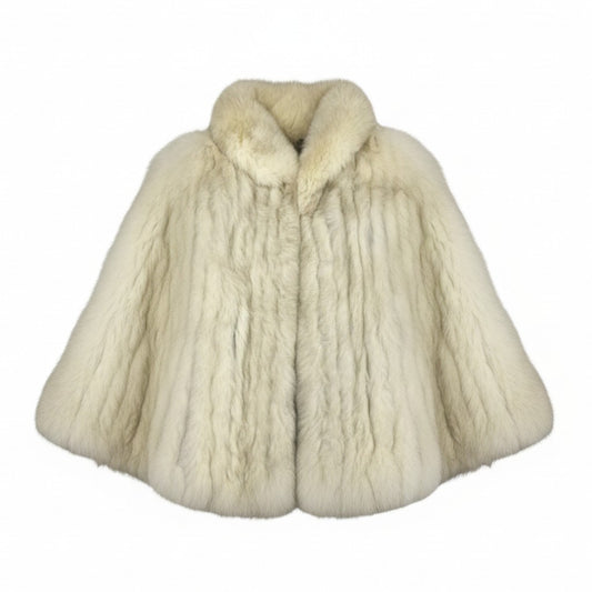 49k19 SAGA FOX サガフォックス 銀サガ ブルーフォックス ファーコート 13 ホワイト 本毛皮 FOX FUR リアルファーt18r