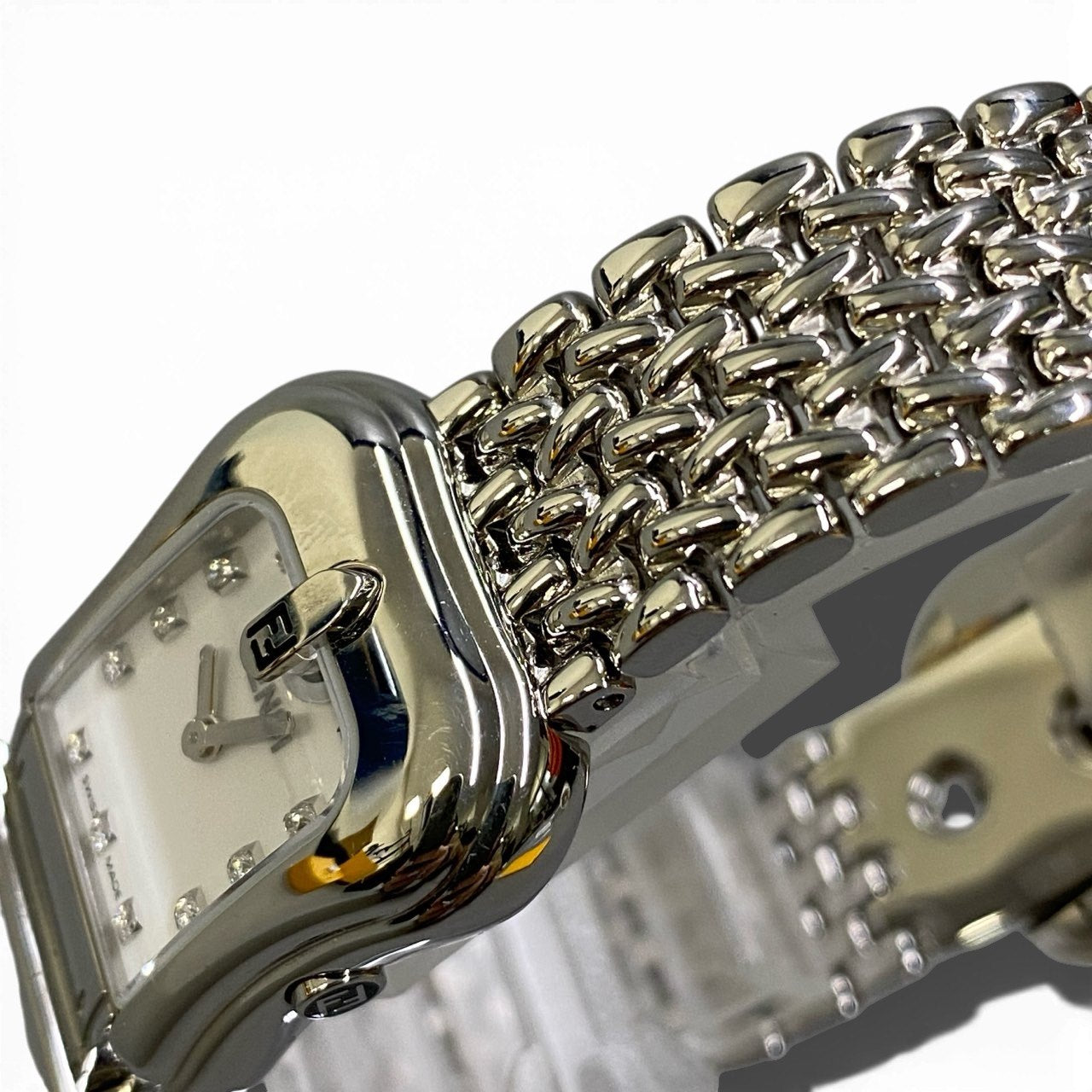 b12 FENDI フェンディ ベルトデザイン B-FENDI ビーフェンディ クォーツ腕時計 3800L シルバー ホワイトシェル 動作〇 ケース付t18r