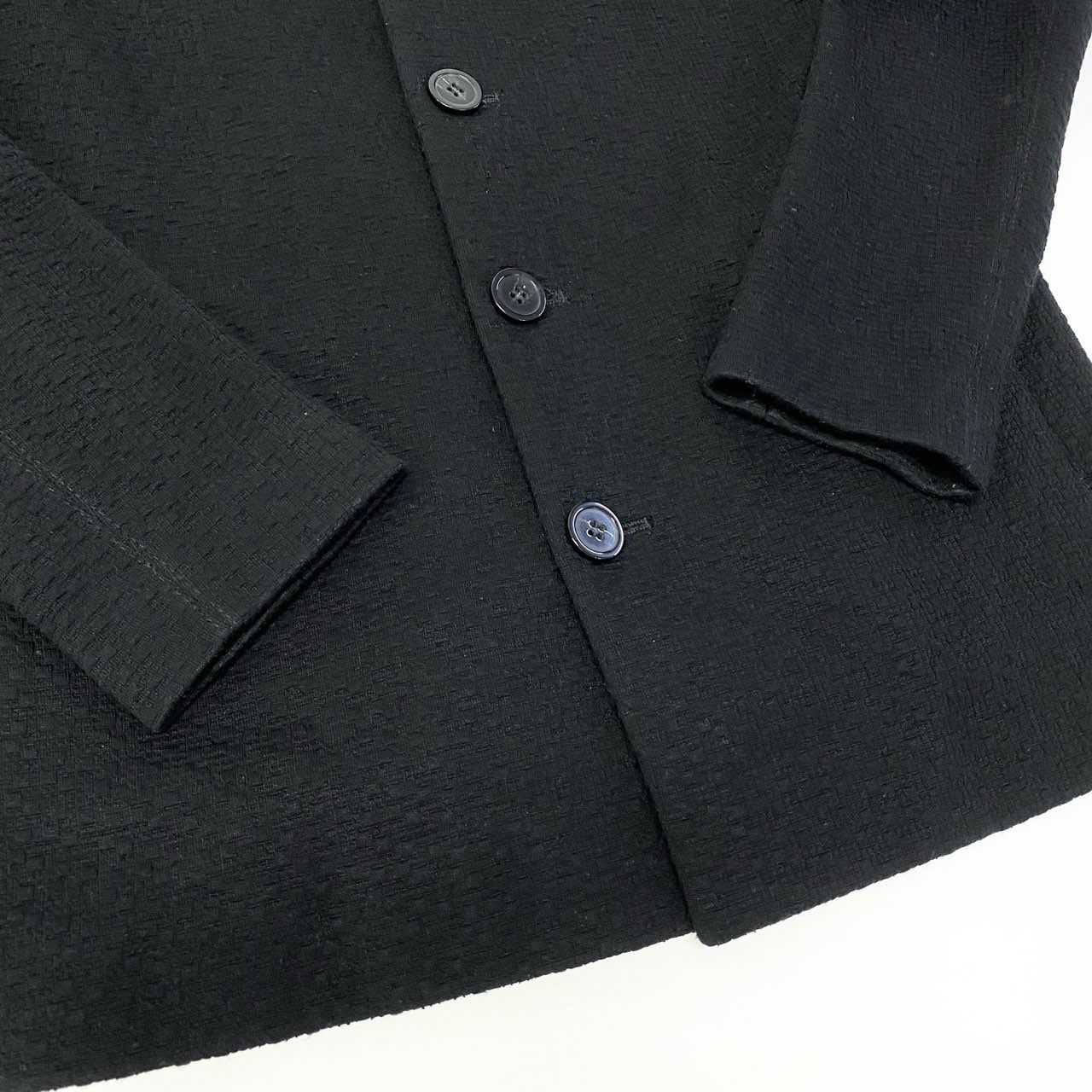 60c6 EMPORIO ARMANI エンポリオアルマーニ テーラードジャケット ブレザー エンボス加工 48サイズ ブラック メンズ 男性用u02t
