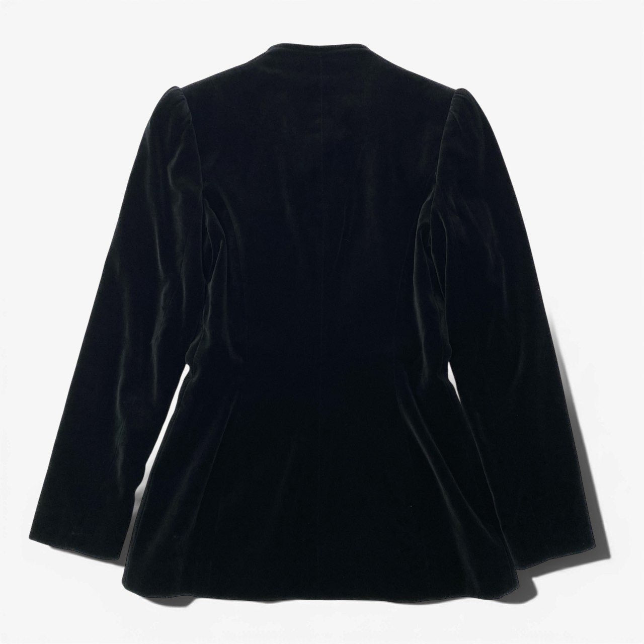 86a15 【Vintage 90'S】GIVENCHY ヴィンテージ ジバンシー ウエストシェイプデザイン ベロアジャケット サイズ36 ブラック レディース 女性用k02i