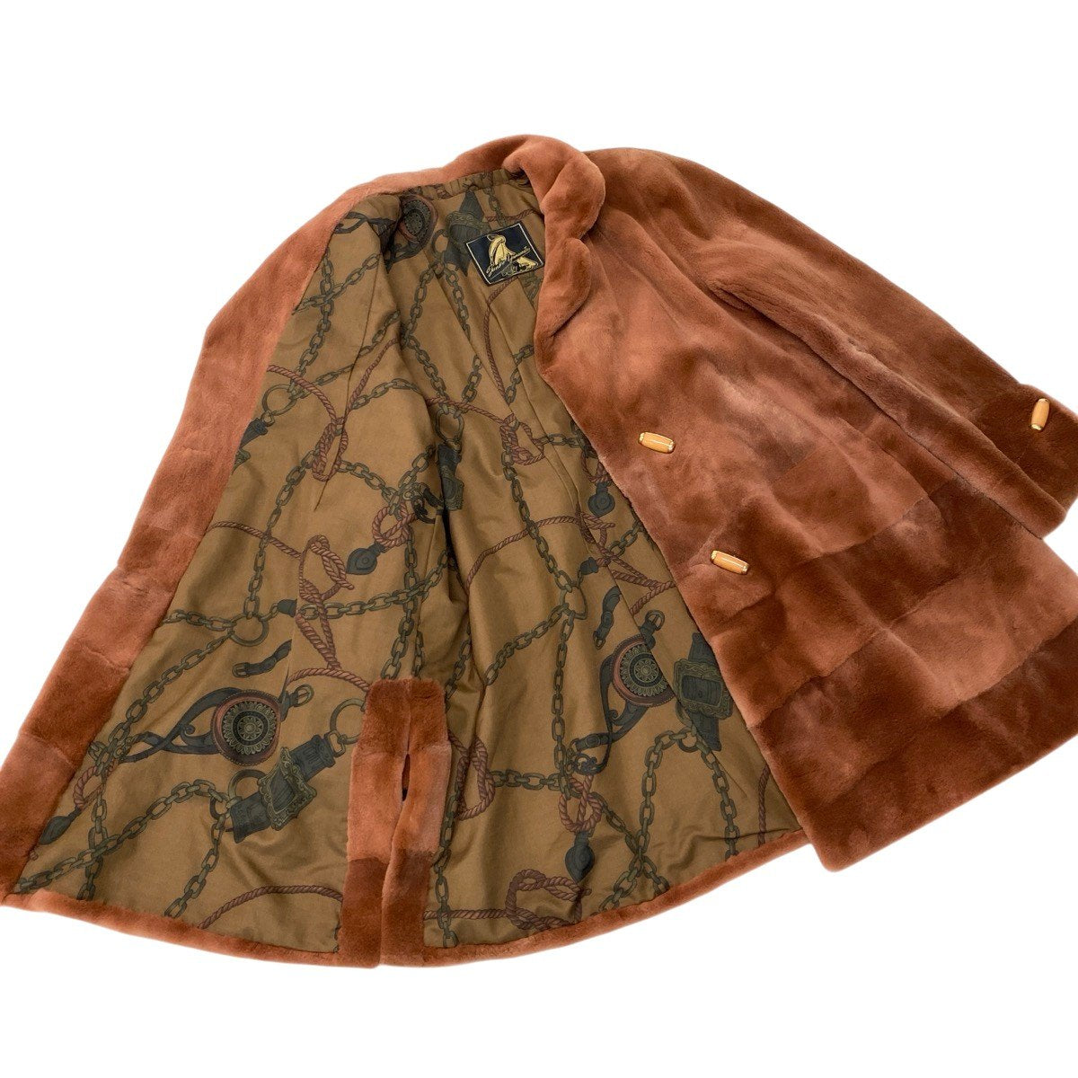 93h8 EMBA エンバ シェアードミンク ファーコート Junko Yamamoto サイズM オレンジ 本毛皮 Mink Fur Coatt18r