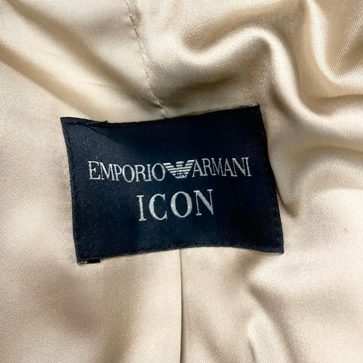 38j22 【美品】EMPORIO ARMANI ICON エンポリオアルマーニ アイコン ノーカラージャケット チェック柄 アウター 38サイズ グレー レディース 女性用u02t