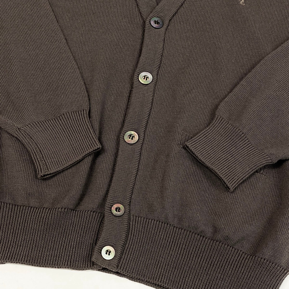 Mg11 YVES SAINT LAURENT イヴサンローラン カサンドラロゴ刺繡 ロングスリーブ ニットカーディガン サイズL ブラウン ウール100％ メンズo07t