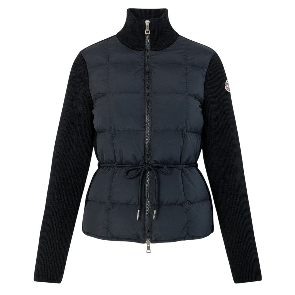 Ij23【極美品】MONCLER CARDIGAN TRICOT ニットダウンジャケット アウター G20939B00019 M1131 Sサイズ ブラック ナイロン ウール レディース 女性用k02i