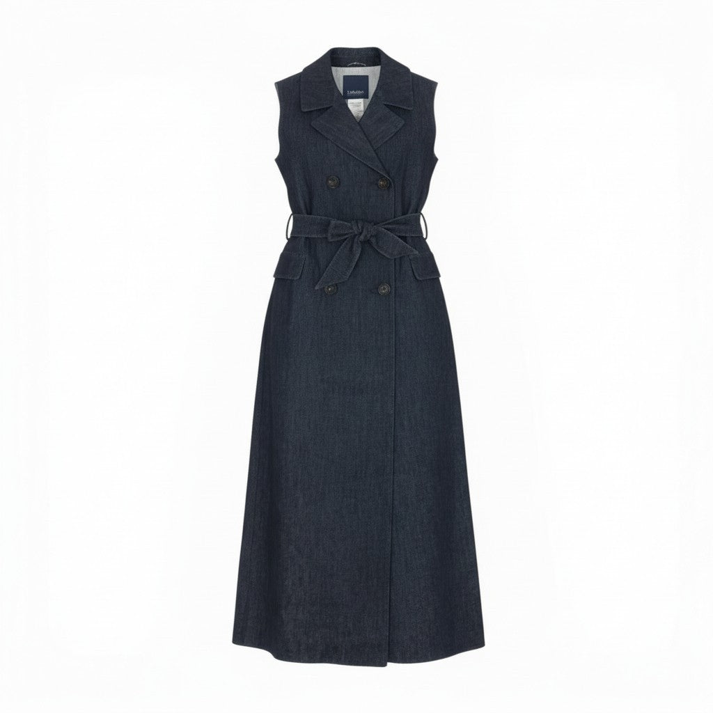 6b12【美品】’S Max Mara エスマックスマーラー 25SS ジレコート デニムジレワンピース 36サイズ インディゴ レディース 女性用u02t