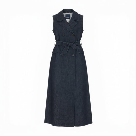 6b12【美品】’S Max Mara エスマックスマーラー 25SS ジレコート デニムジレワンピース 36サイズ インディゴ レディース 女性用u02t