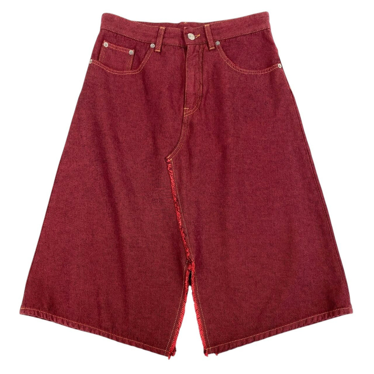 i18 【美品】MM6 MAISON MARGIELA デニムスカート スリットスカート イタリア製 40サイズ バーガンディー コットン100％ レディース 女性用u02t