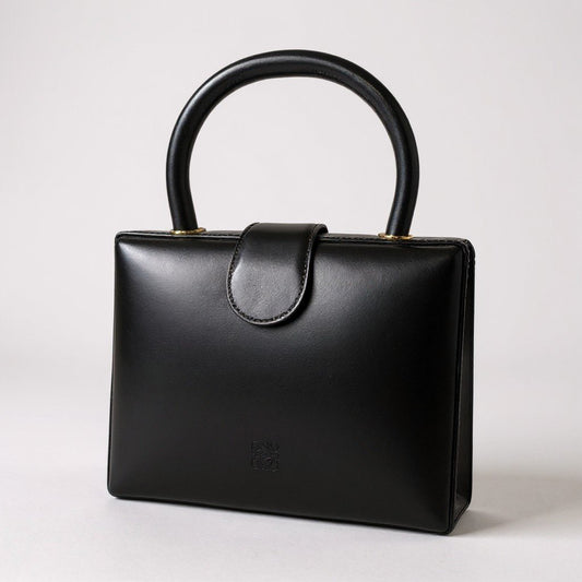 AL10 【美品】LOEWE ロエベ vintage ヴィンテージ ハンドバッグ アナグラムロゴ ブラック レザー handbag vintage レディース 鞄k02i