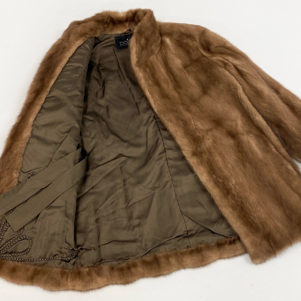 44L10 palody パステルミンク ファーコート サイズ9号 茶系 本毛皮 MINK FUR 毛質◎ 毛並み◎t18r