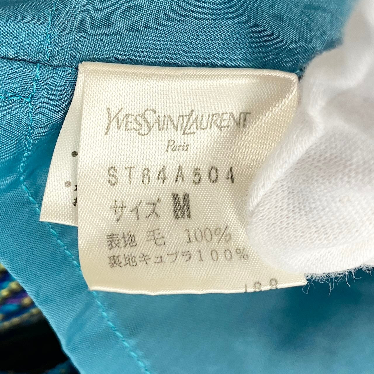 Eg6 YVES SAINT LAURENT イヴサンローラン チェック柄 テーラードジャケット サイズM マルチカラー ウール100％ レディースo07t
