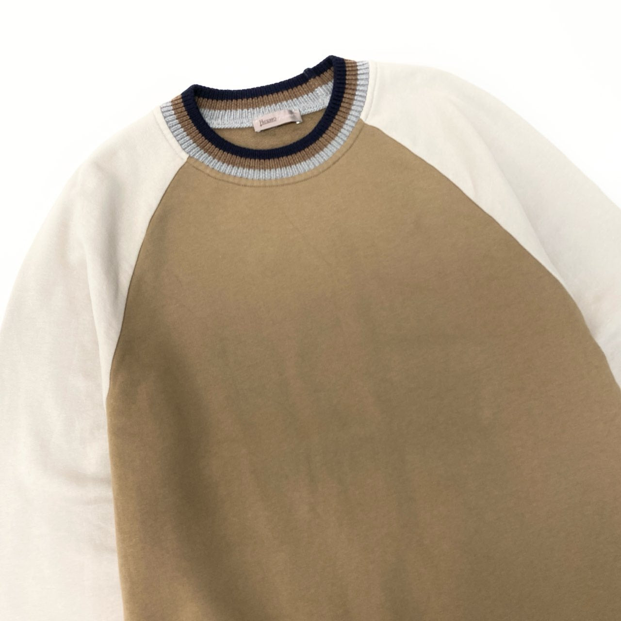 78b5【美品】HERNO ヘルノ ラグランスリーブ スウェット トレーナー トップス 50サイズ ブラウン系 コットン100％ メンズ 男性用u02t