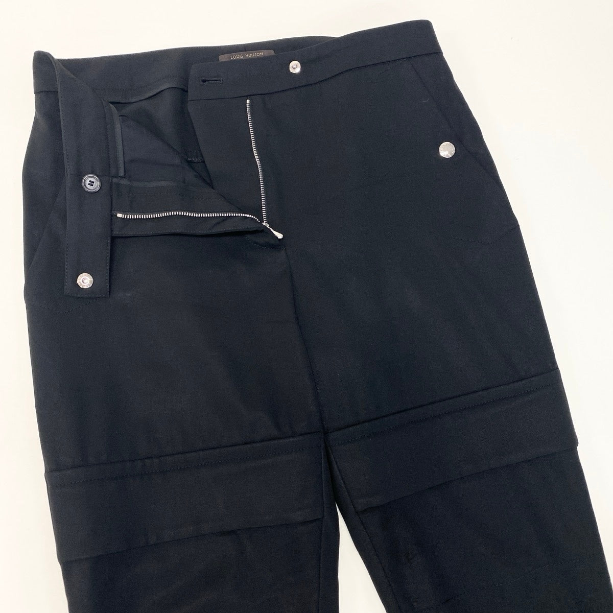 Eh1 【美品】LOUIS VUITTON スキニーパンツ 切替ジップデザイン イタリア製 34サイズ ブラック レディース 女性用u02t