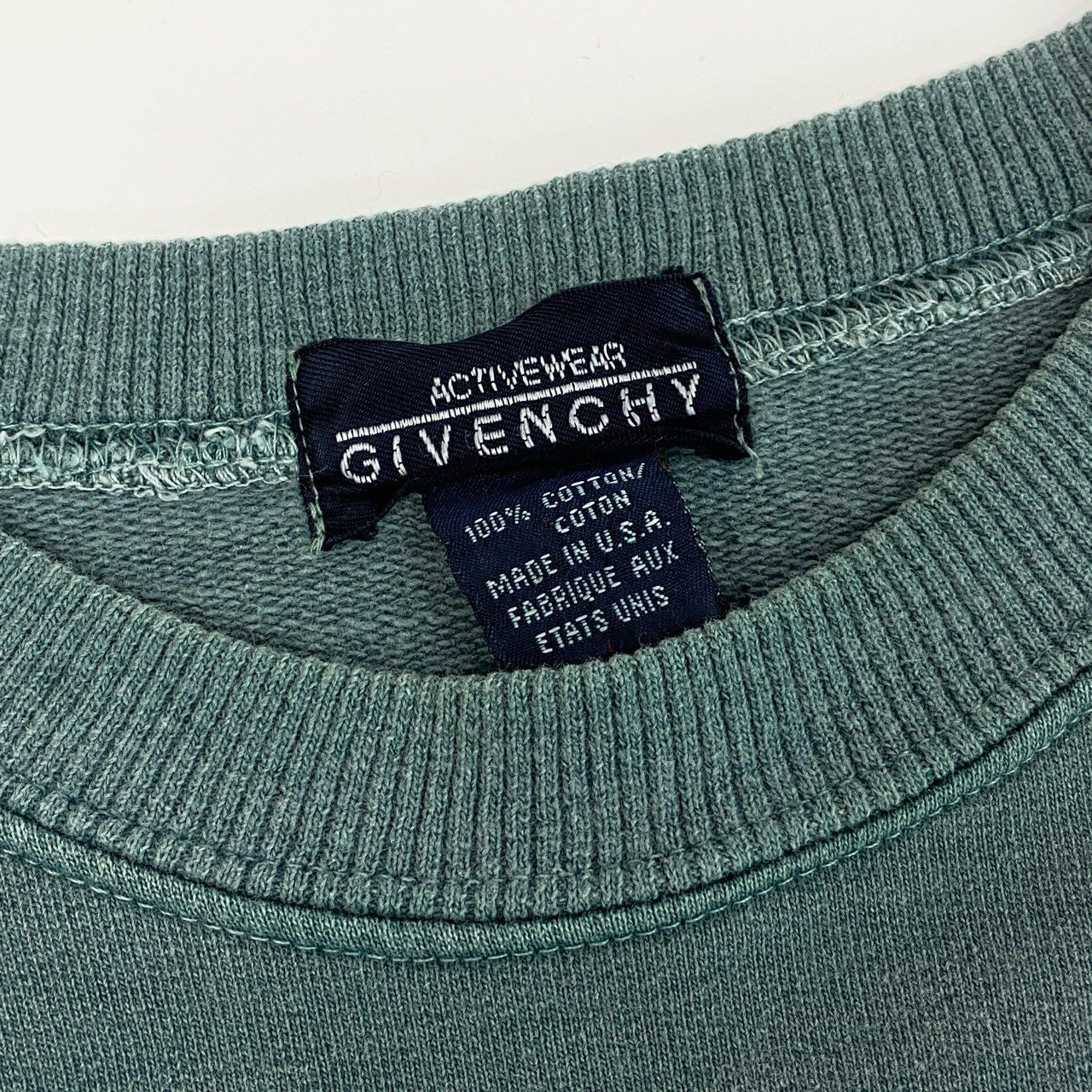 32j3《希少》 GIVENCHY ジバンシー USA製 Vintage Sweat ヴィンテージ スウェット トレーナー L グリーン フェード感◎ オーバーサイズt18r
