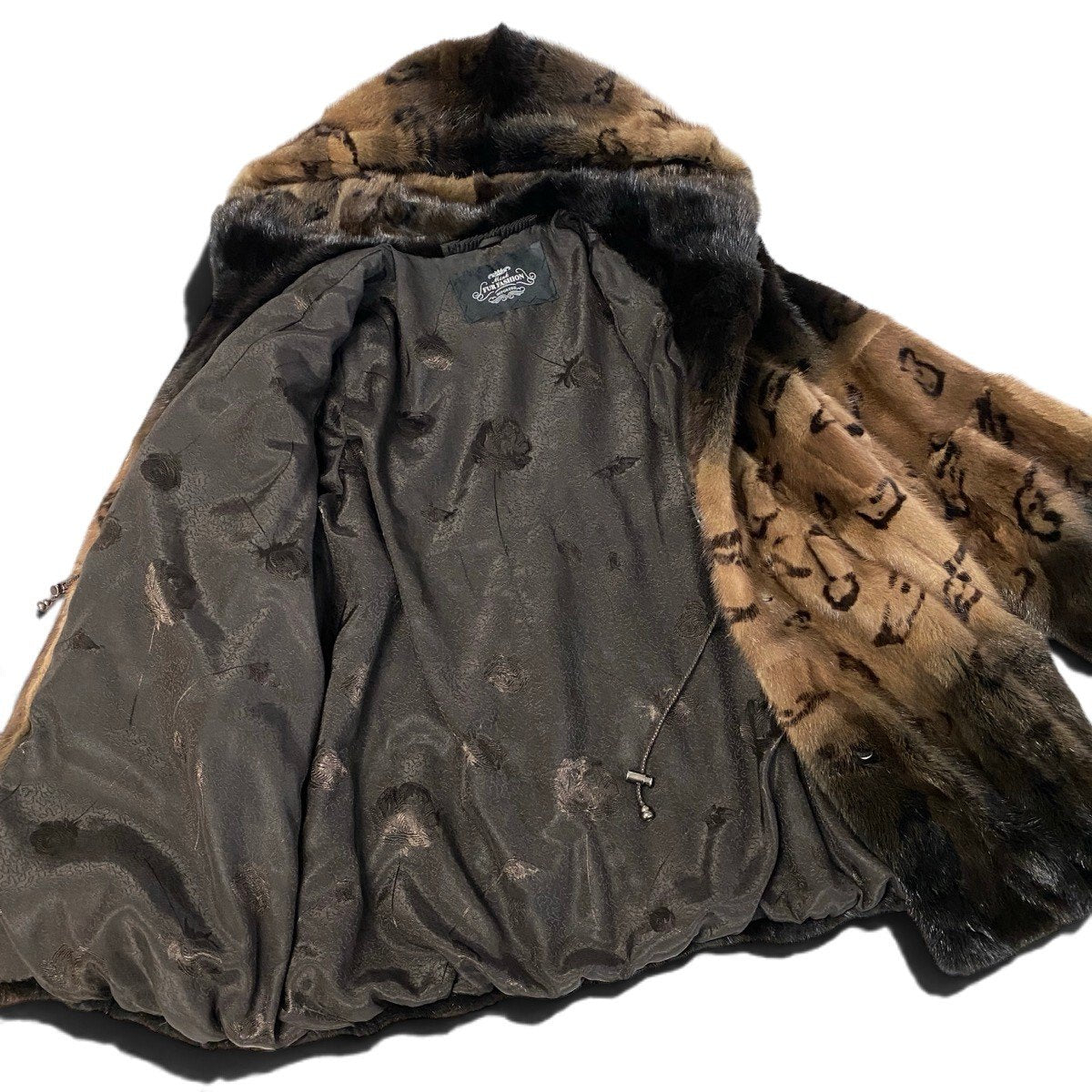 Ej23 【極美品】 ミンクファー フーデット毛皮ジャケット ハーフコート ブラウン 本毛皮 MINK fur レディースu02t