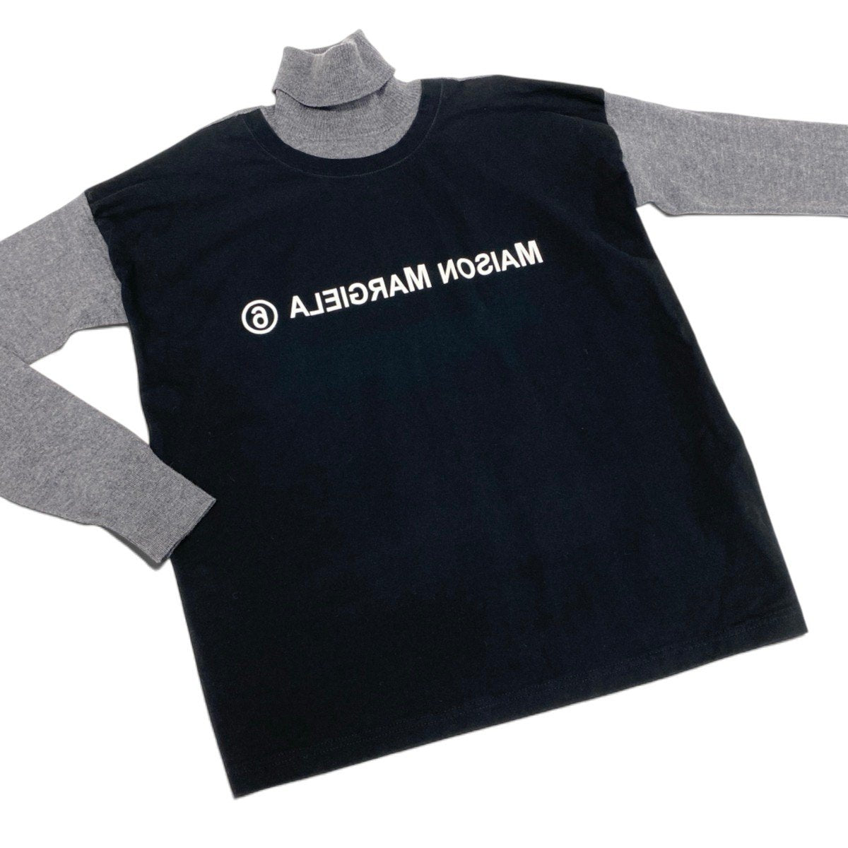 Ii4 【美品】MM6 Maison Margiela 反転ロゴ タートルネック ニットセーター Mサイズ グレー ブラック レディース 女性用u02t