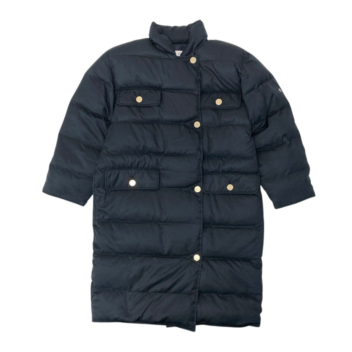 46h19 GIVENCHY ジバンシー ダウンコート 金ボタン 天然羽毛100％ ロングコート ジップアップ GSL4614-6 M ブラック レディース 女性用u02t