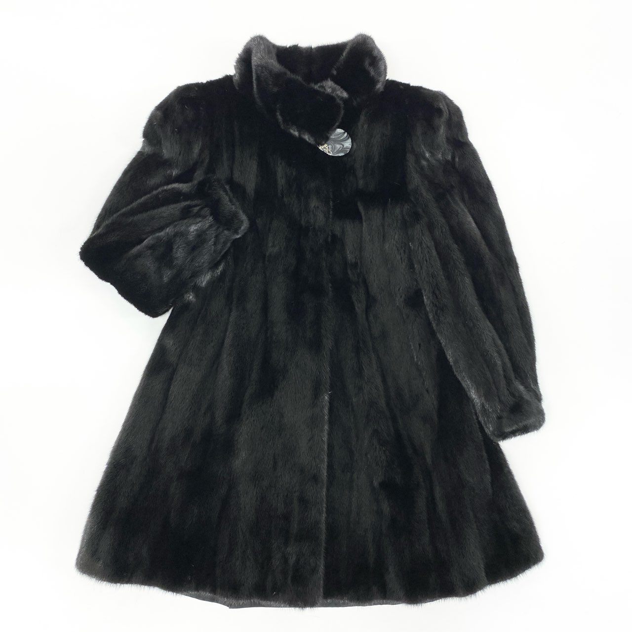 55k11 SAGA MINK サガミンク 銀サガ ダークミンク ロングコート ブラック 最高級本毛皮 裏地刺繍 MINK FUR リアルファー 艶◎t18r