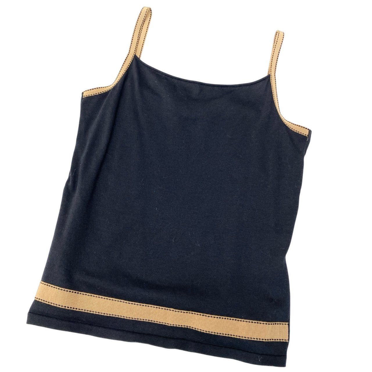 68b7 Salvatore Ferragamo サルヴァトーレフェラガモ アンサンブル コットンニット カーディガン キャミXS/カーディガンS ブラック レディース トップス ヴィンテージk02i