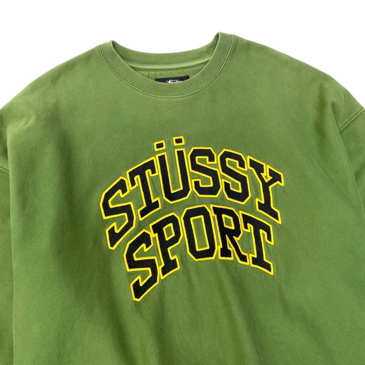 92h3 STUSSY ステューシー SPORT 刺繍スウェット トレーナー サイズL オリーブグリーン ストリートt18r