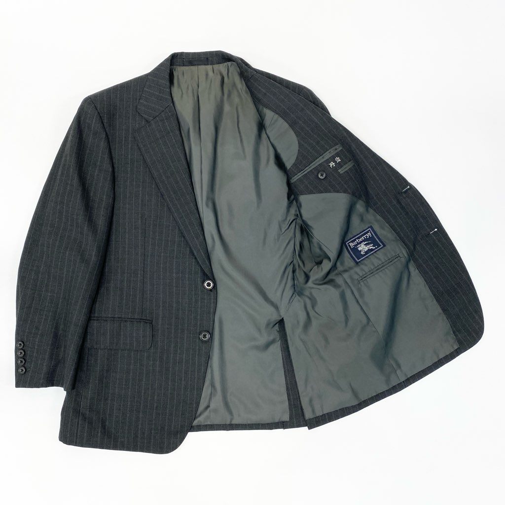 54l28 Burberrys バーバリーズ スーツセットアップ テーラードジャケット スラックスパンツ ストライプ 94-84-165 AB4 グレー ウール100％ メンズ 男性用o07t