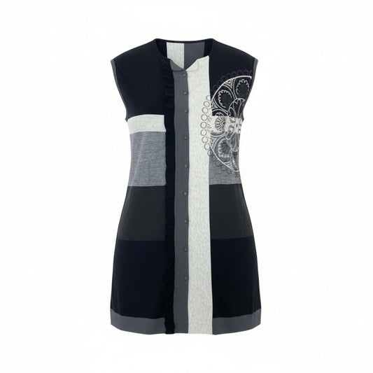 71k20 TOKUKO 1er VOL トクコプルミエヴォル ノースリーブ ニットカーディガン ロングカーディガン 刺繍 くるみボタン レディース 女性用 9 マルチカラー コットンリネンu02t