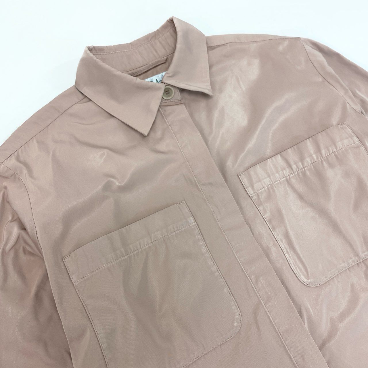 El27 Max Mara マックスマーラ 2024年 イタリア製 クロップドジャケット 長袖シャツ 身幅ゆったり○ レディース 女性用 40 ピンクk02i
