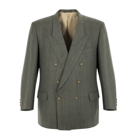 78f2 dunhill ダンヒル CUSTOM MADE ダブルブレスト テーラードジャケット ピークドラペル チェック柄 グレー系 メンズ 紳士服o07t