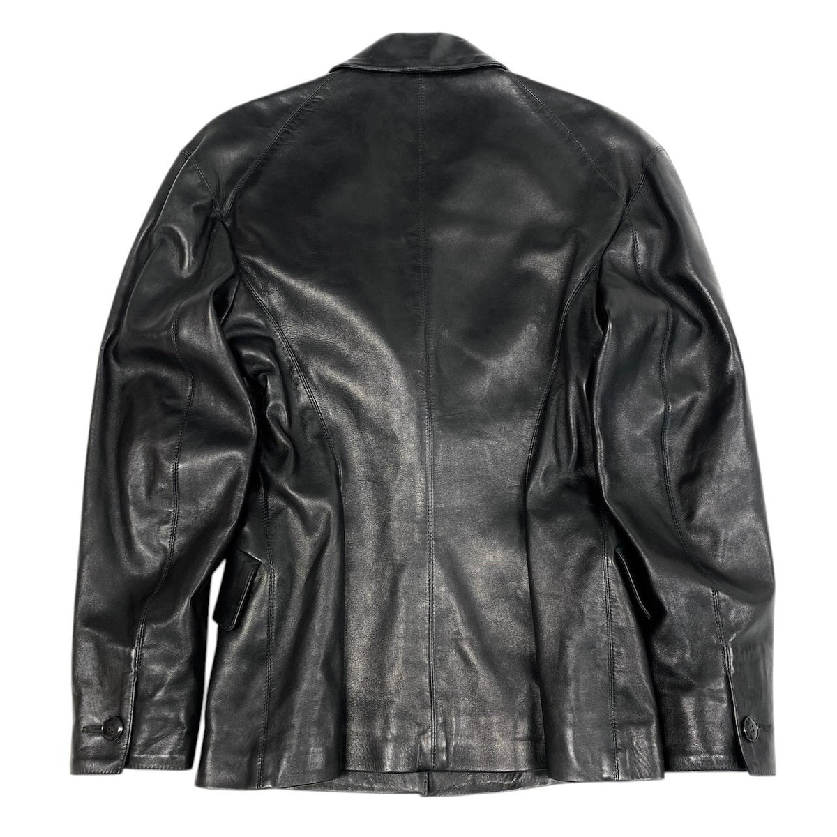i18 ALAIA PARIS ヴィンテージ レザーテーラードジャケット フランス製 38サイズ ブラック レザー レディース 女性用u02t