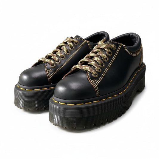 1e21 Dr.Martens ドクターマーチン レザーシューズ レザーアッパー 厚底 レースアップ ローカットシューズ 迷彩 ユニセックス メンズ 男性用 UK5 ブラックo07t