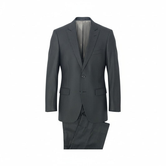 19k27 MONSIEUR NICOLE ムッシュニコル セットアップスーツ シングル 2B 背抜き ストライプ柄 ウールブレンド○ メンズ 紳士服 ブラックu02t