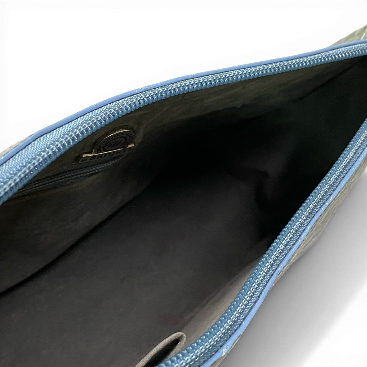 ac21 Sanpo サンポー シャイニングクロコ 2WAY バッグ ブルー 本クロコ Crocodile Leather Bag 鞄 カバン チェーンショルダーt18r