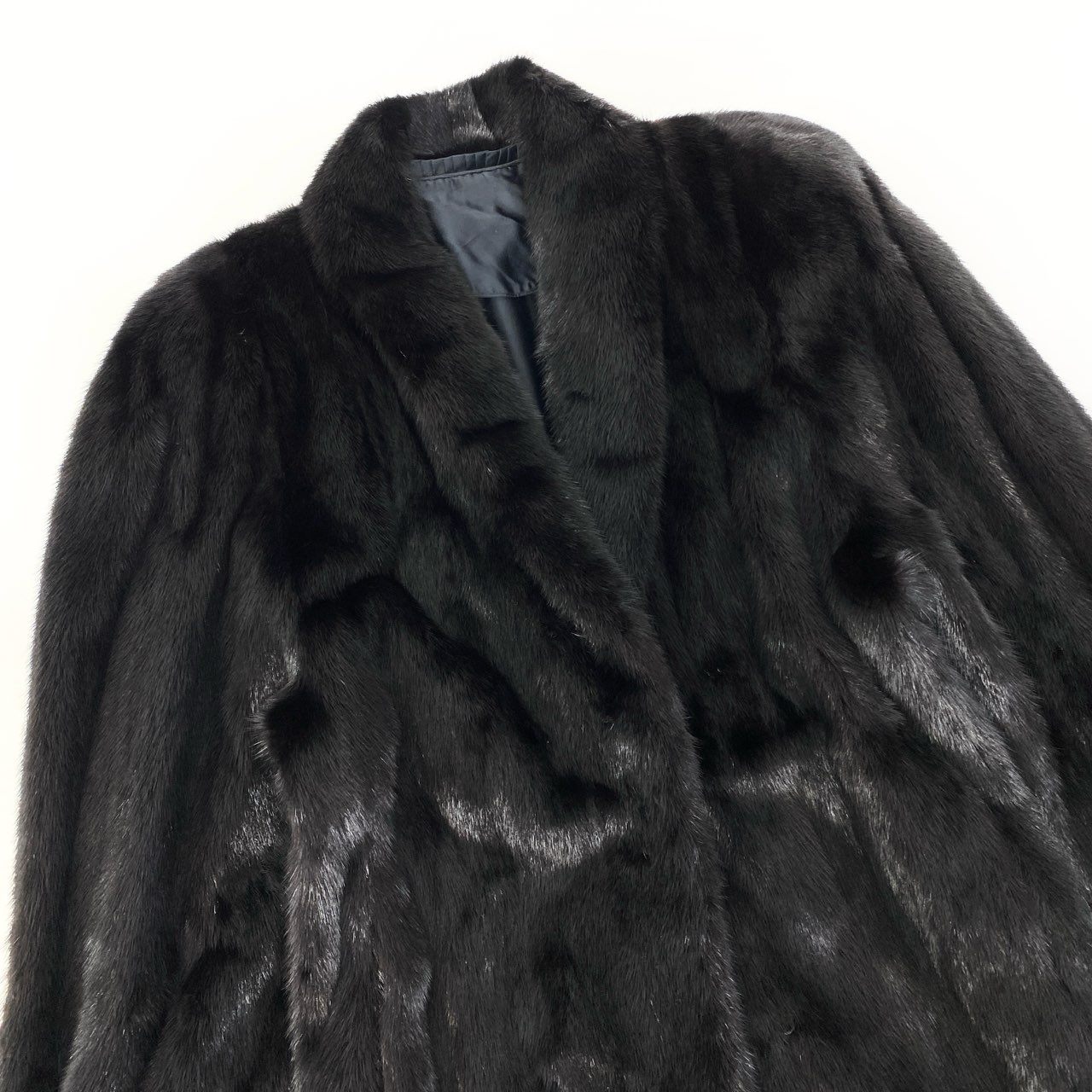 11a27 ダークミンク ロングコート サイズF ブラック 本毛皮 Dark Mink Fur Long Coatt18r