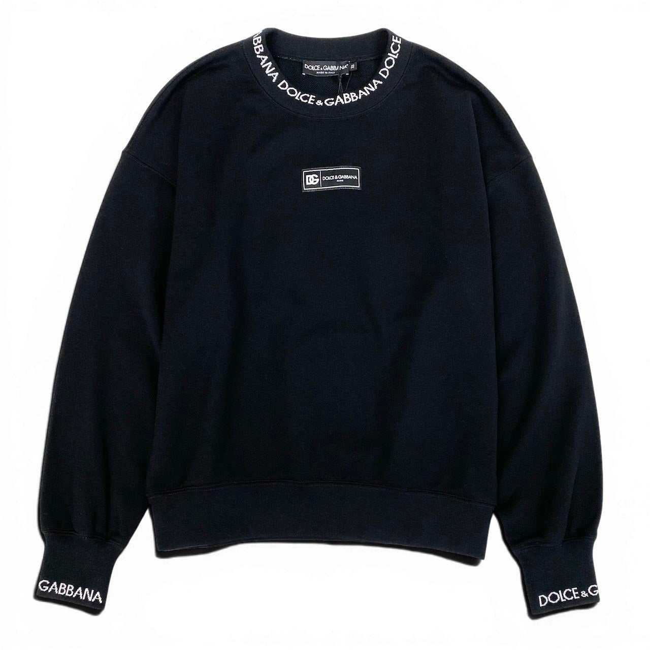 e11 《未使用品》定価16万 DOLCE&GABBANA ドルチェアンドガッバーナ ロゴクルーネック アイコンスウェット Logo Crew Neck Icon Sweat サイズXS ブラック D&G ドルガバ タグ付t18r