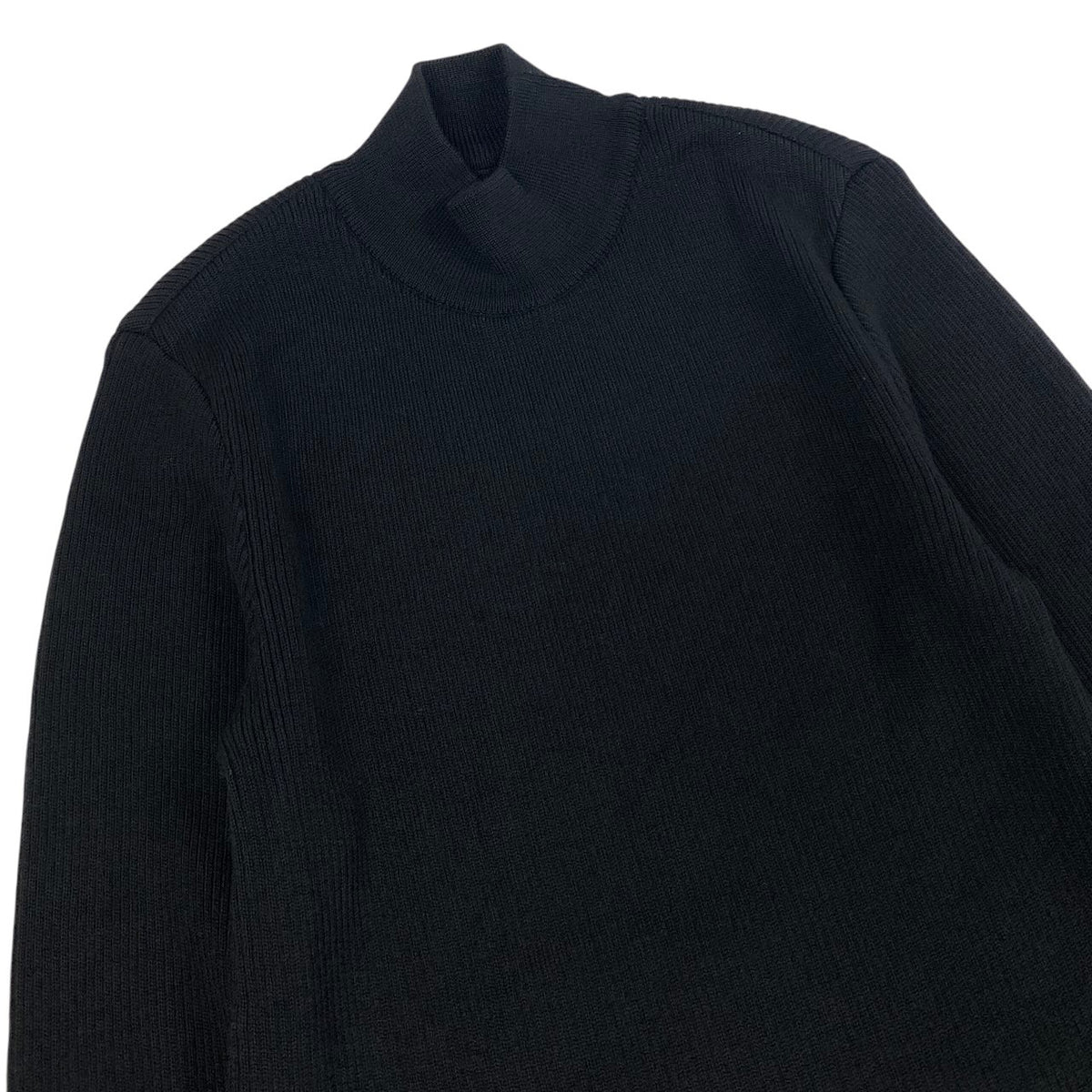 i18 YVESSAINT LAURENT ハイネックニットセーター カサンドラ リブニット Mサイズ ブラック ウール100％ レディース 女性用u02t