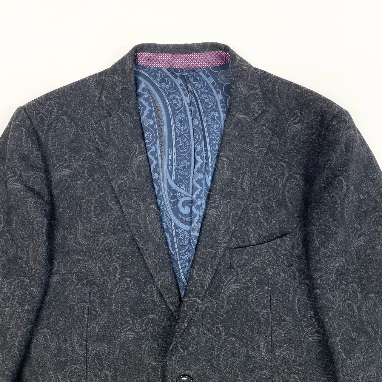 31b12 ETRO エトロ テーラードジャケット コットンウールジャケット ペイズリー柄 総柄 54サイズ ネイビー メンズ 男性用u02t