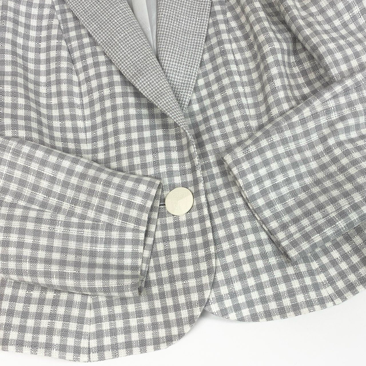 4b4 Vintage GIVENCHY ジバンシー フランス製 セットアップ スカートスーツ ランダムチェック 36 グレー系 レディースu02t