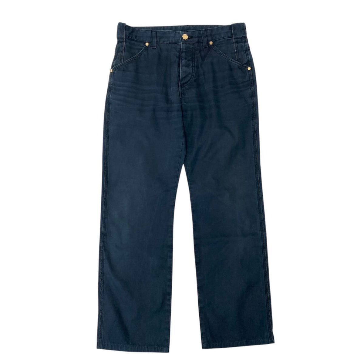 7j19 LOUIS VUITTON ルイヴィトン カラーデニム ストレートパンツ 金ボタン サイズ38 ネイビー コットン100％ メンズo07t