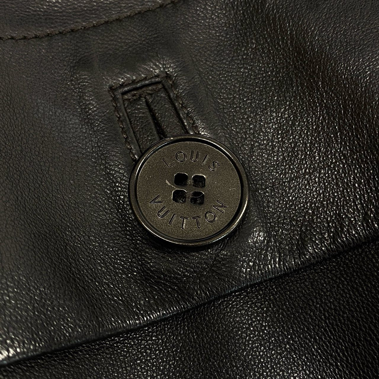 Ab9 《美品》 LOUIS VUITTON ルイヴィトン レザージャケット ライダース 裏地ダミエ フード取外し可 50 ブラウン ラムレザー メンズk02i