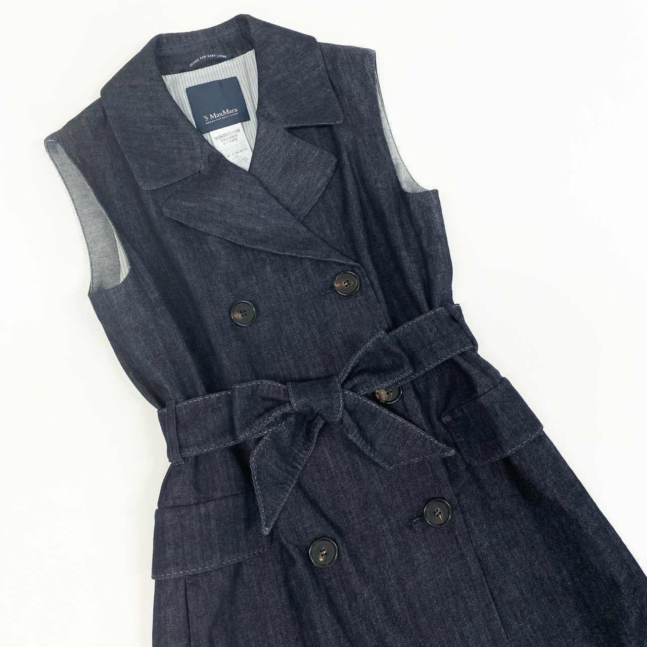 6b12【美品】’S Max Mara エスマックスマーラー 25SS ジレコート デニムジレワンピース 36サイズ インディゴ レディース 女性用u02t