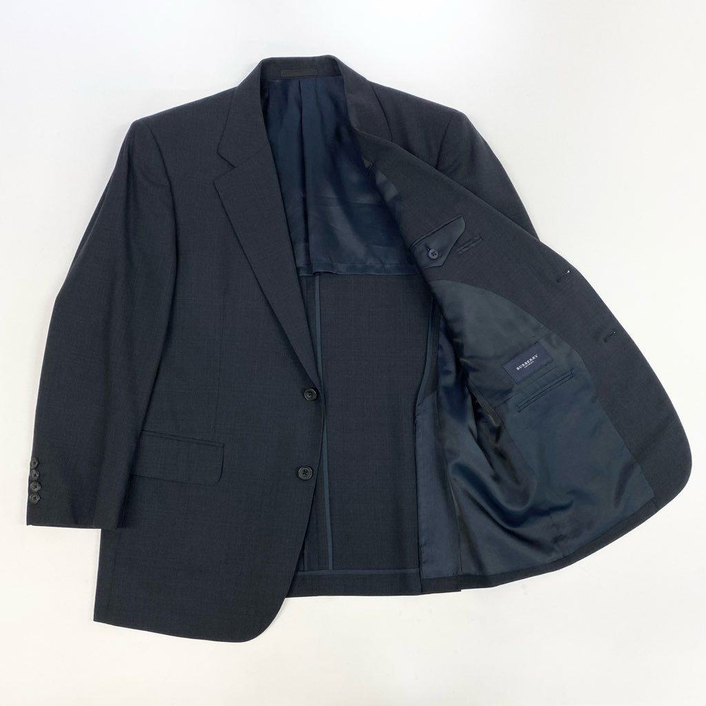 62l24 BURBERRY バーバリー スーツセットアップ テーラードジャケット スラックス チェック BB5サイズ ネイビー ウール100％ メンズo07t
