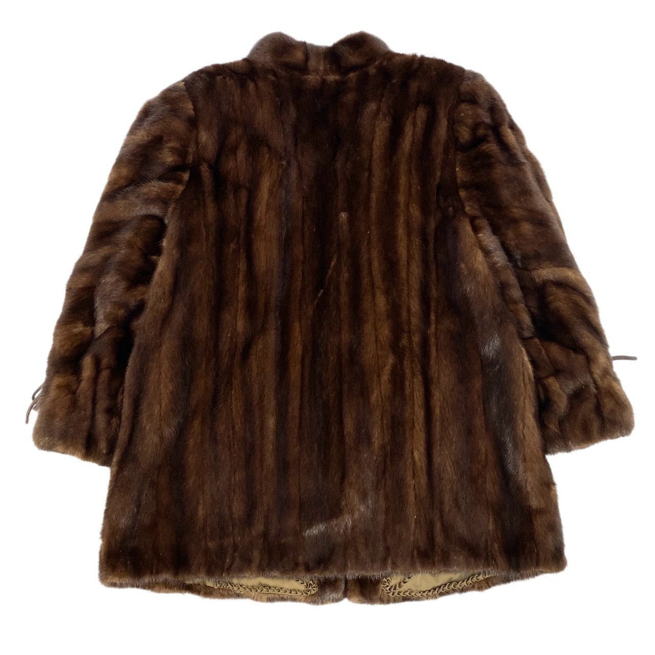 mario valentino マリオ ヴァレンティノ 袖ストライプ デミバフミンク セミロングコート 13号 ブラウン 本毛皮 レアデザイン MINK FURt18r