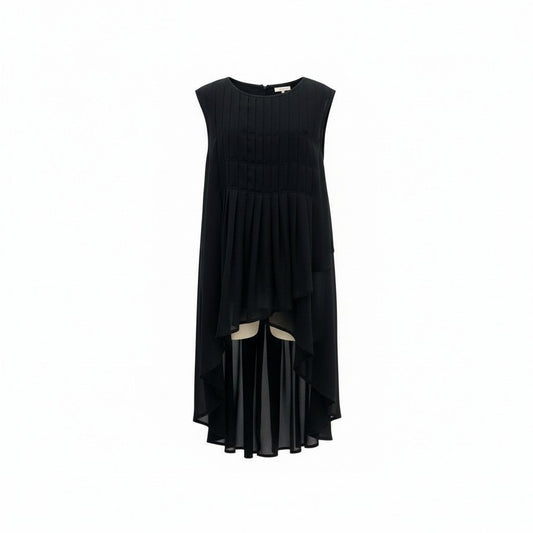 52k23《美品》 TOKUKO 1er VOL トクコプルミエヴォル ノースリーブワンピース アシンメトリー プリーツワンピース レディース 女性用 9  ブラック ポリエステル100％u02t