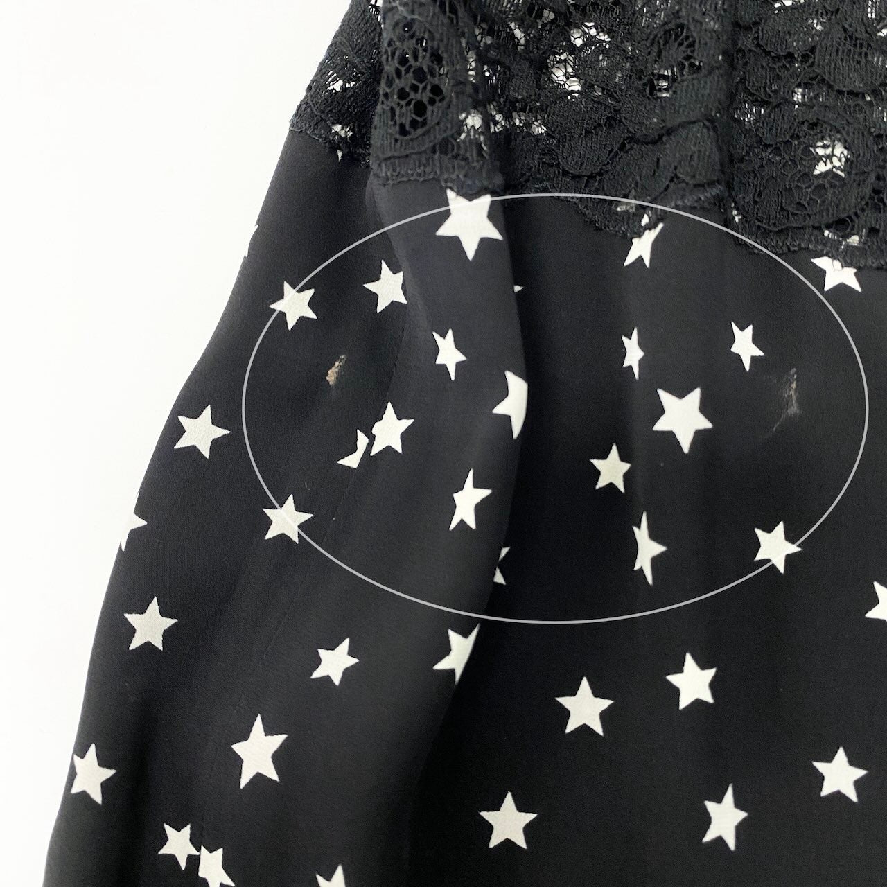 50e8 DOLCE&GABBANA  ドルチェアンドガッバーナ レース切替 スタープリント ワンピース 星柄 シアー ドレスワンピース パフスリーブ サイズ38 ブラック レディース 女性用u02t