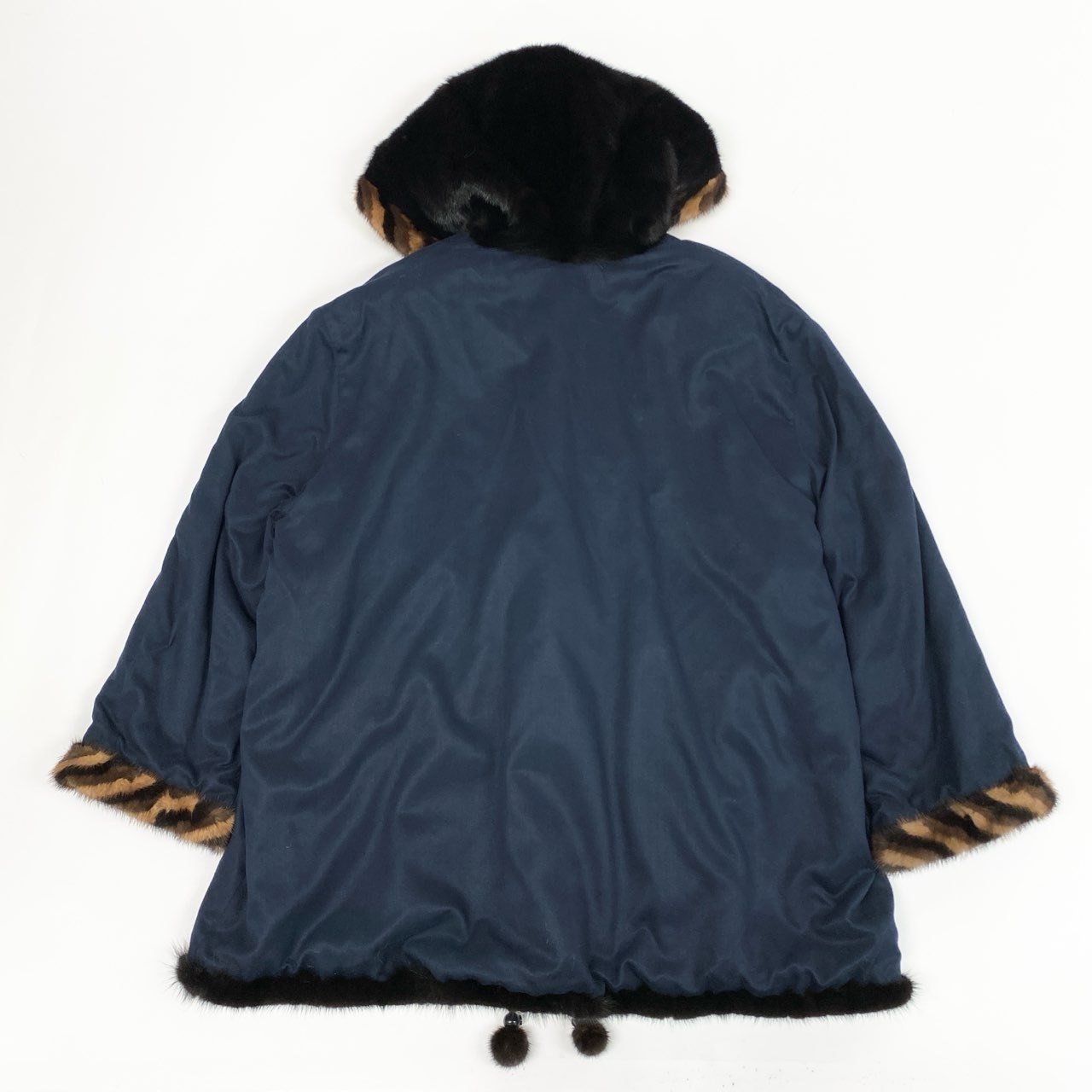 2b16 希少デザイン ダークミンク フード付き リバーシブルコート サイズ44 ブラウン 本毛皮 Mink Fur Coatt18r