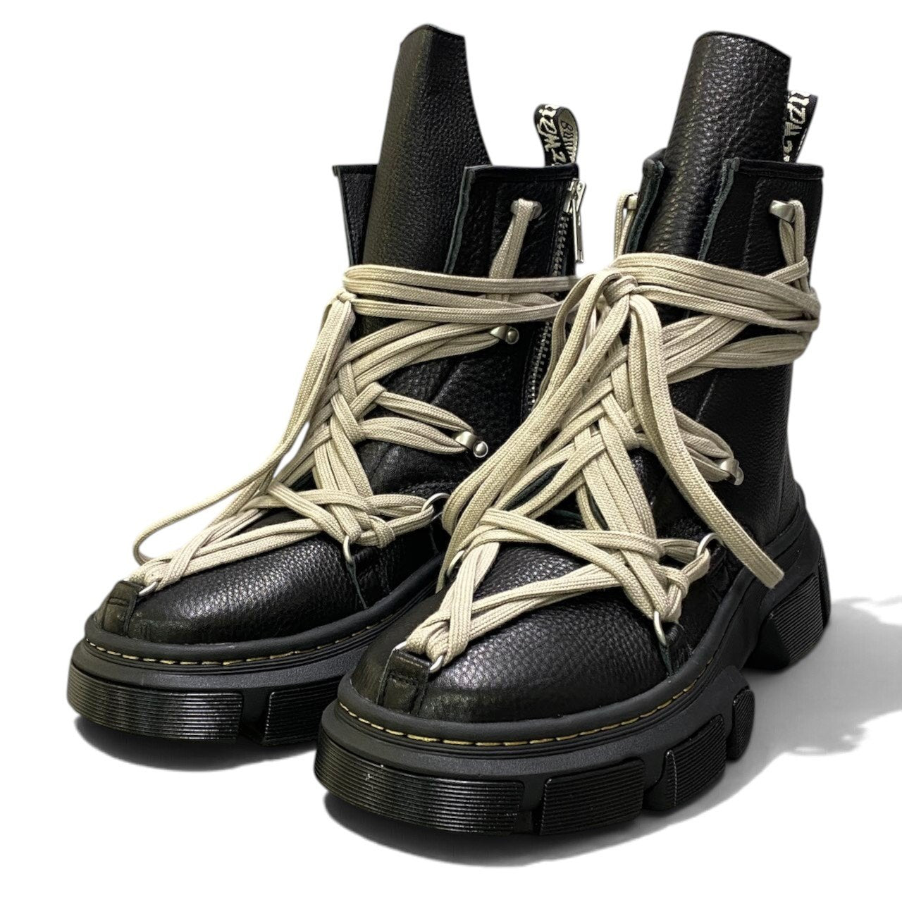 h29《未使用》 Rick Owens Dr.Martens リックオウエンス ドクターマーチン 1460 DMXL MEGA LACE BOOT 31752001 UK9 ブラック レザー メンズu02t