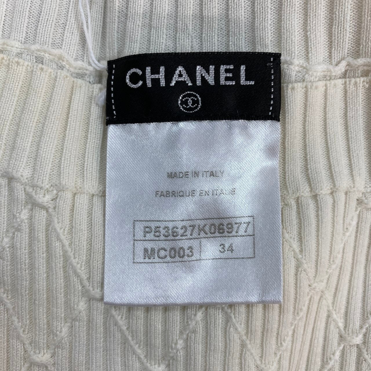 Cf15 CHANEL 半袖ニットセーター レイヤードデザイン ココマーク P53627 34サイズ アイボリー ブルー レディース 女性用u02t