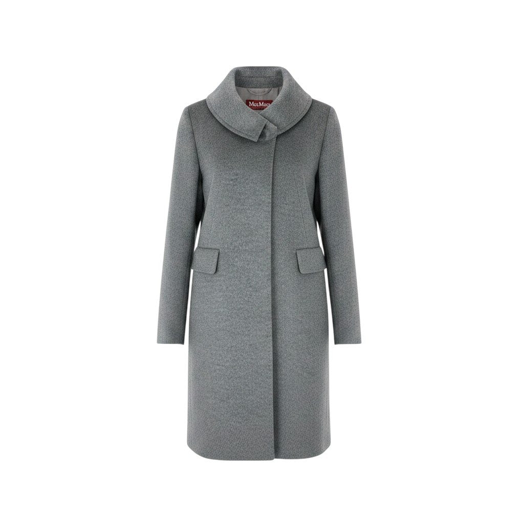 17g16【美品】 MaxMara STUDIO マックスマーラ ステュディオ スタンドカラーコート ロングコート 比翼ボタン サイズ42 グレー レディース 女性用u02t