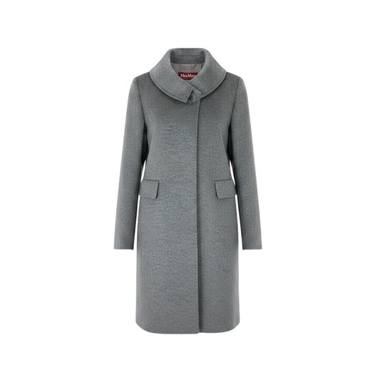 17g16【美品】 MaxMara STUDIO マックスマーラ ステュディオ スタンドカラーコート ロングコート 比翼ボタン サイズ42 グレー レディース 女性用u02t
