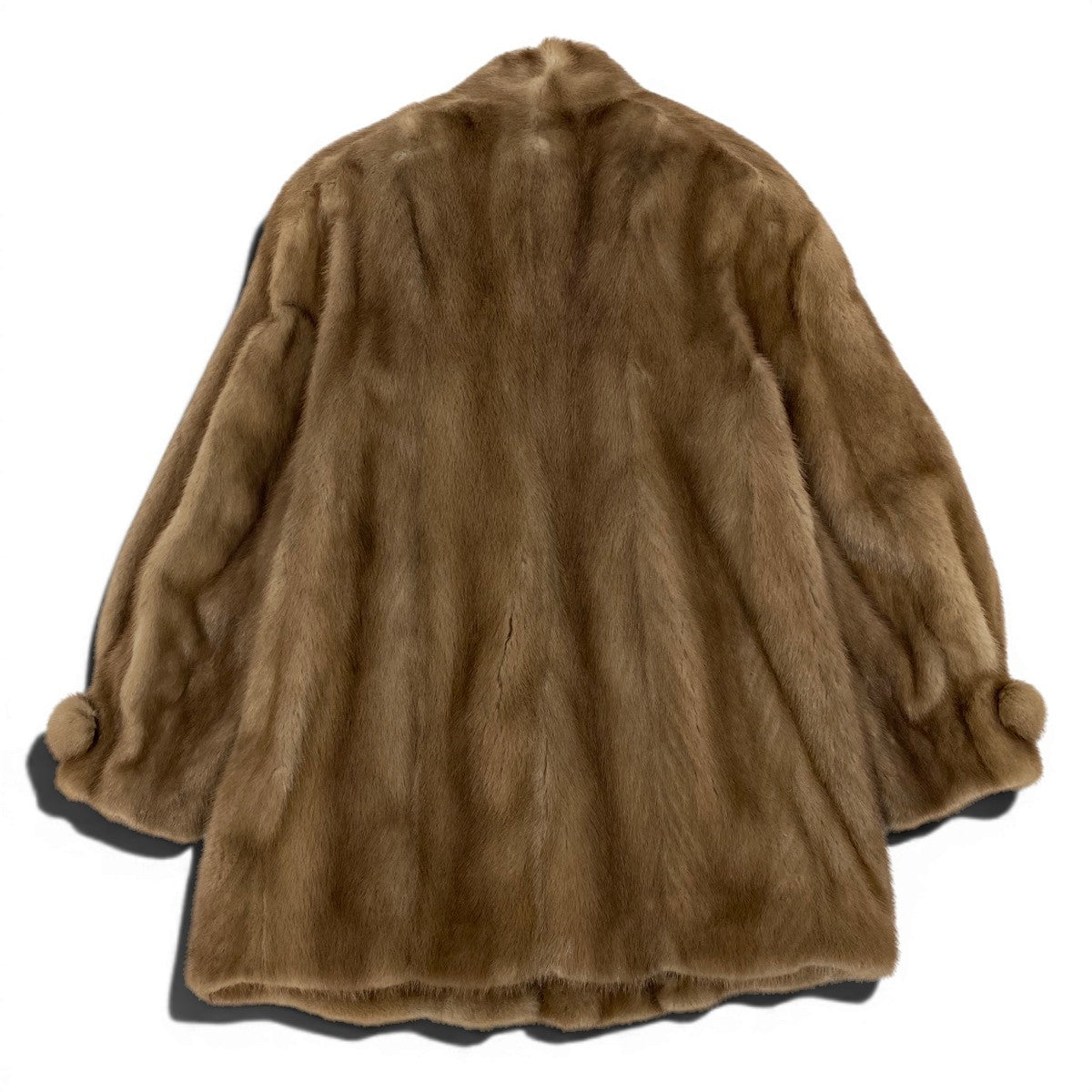 52f10 EMBA エンバ パステルミンク ファーコート ボンボリボタン サイズ11 茶系 本毛皮 Pastel Mink Fur Coatt18r